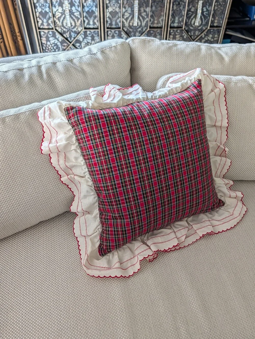 vintage RALPH LAUREN tartan plaid pillow